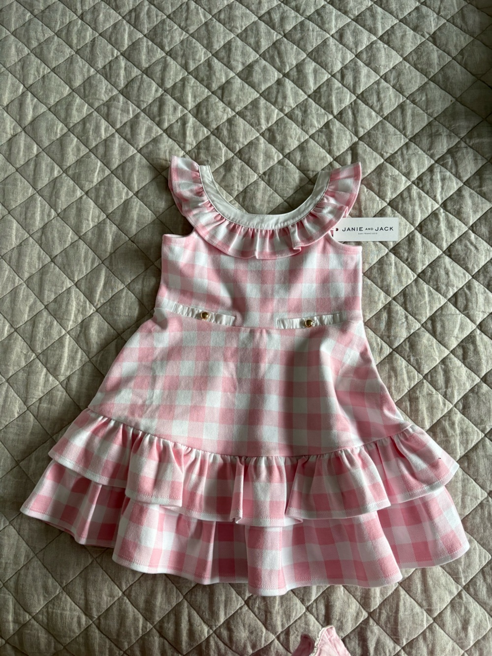 Janie and Jack Pink Gingham Ruffle Dress NWT